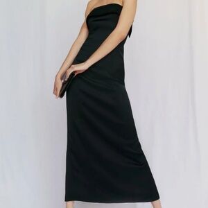 REFORMATION JOHAN SATIN DRESS (Black, 4)